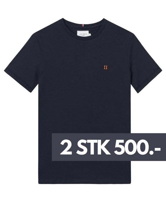 Les Deux Nørregaard t-shirt - Dark Navy Melange/Orange